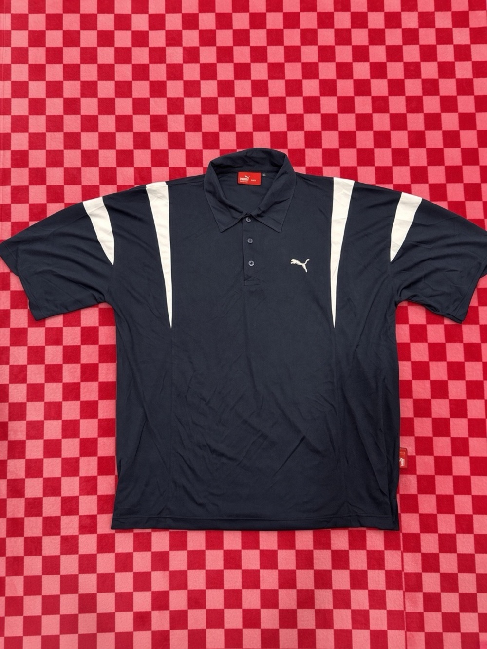 Puma Boys Sports Navy Polo with White Accent Stripes